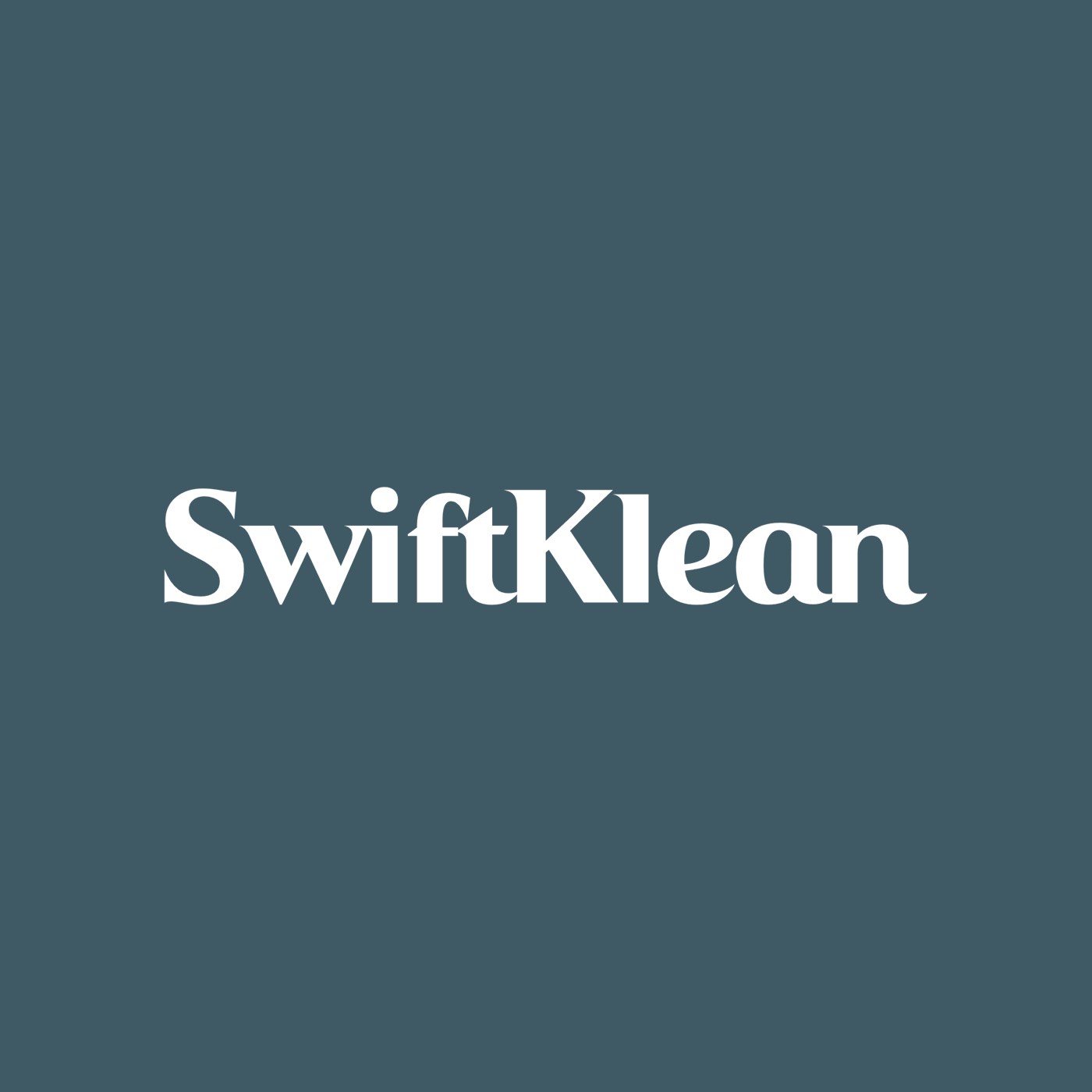 SwiftKlean wordmark in white on slate