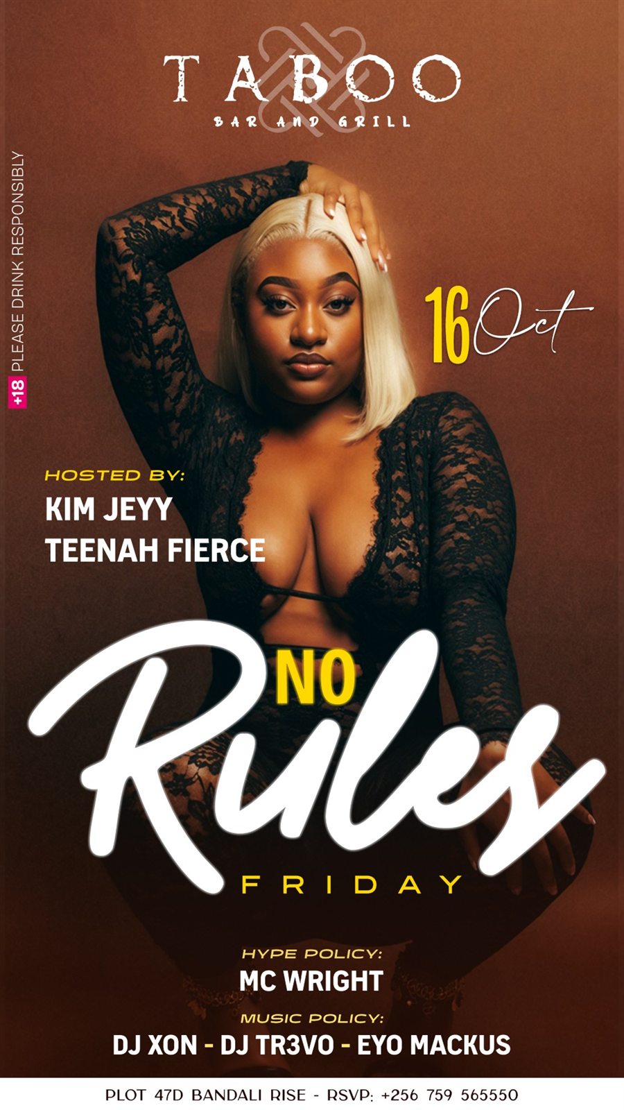 No Rules Friday flyer, 16 October edition, with bold script lettering